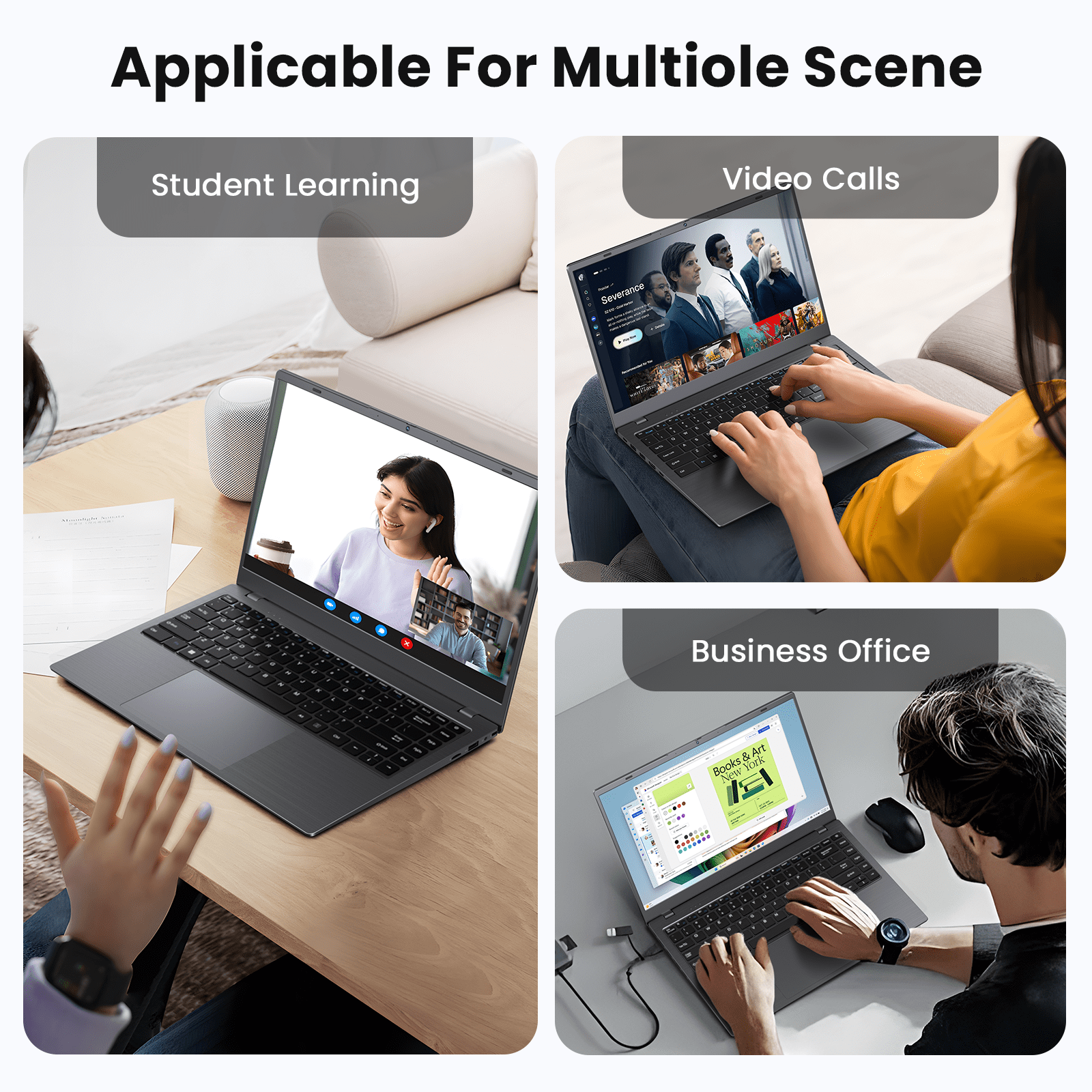 RNRUO 14" Laptop with Windows 11, 8GB RAM 128GB SSD, FHD Screen USB-C PD Fast Charging, Office 2024 Included, Portable Laptop for Students and Home Use, Gray