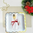 thumbnail image 4 of dajkiuy Christmas Dinnerware set,10 Pcs Disposable Dinnerware Heavy Duty for 10 Guests Christmas New Year Theme Party Supplies Merry Christmas Tableware Set (9 inch,Plastic,Gold Rim), 4 of 7