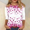 thumbnail image 2 of Cute Gradient Heart Tshirts for Womens Valentines Crewneck 3/4 Sleeve Tops Trendy Holiday Basic Tee, 2 of 5
