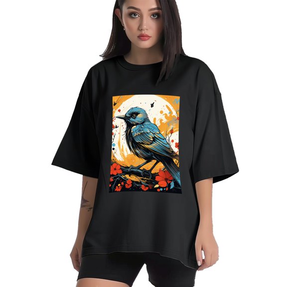 Plus Size Shirt for Women Black Tops for Women Short Sleeves Shirt for Women Ohio Bird T Shirt Crewneck Shirt for Women XS