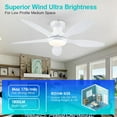 thumbnail image 4 of BayDay 13" White Ceiling Fan with LED Light & Remote, Modern Bladeless Fan, Stepless Dimming, 3-Color Temperature, Flush Mount, Quiet, Easy Installation for Bedroom, Small Spaces, 4 of 10