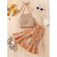 thumbnail image 4 of LMLYSoH Baby Girls Summer Outfits Summer Sleeveless Halterneck Tops and Geometric Print Casual Flared Pants Set, 4 of 9