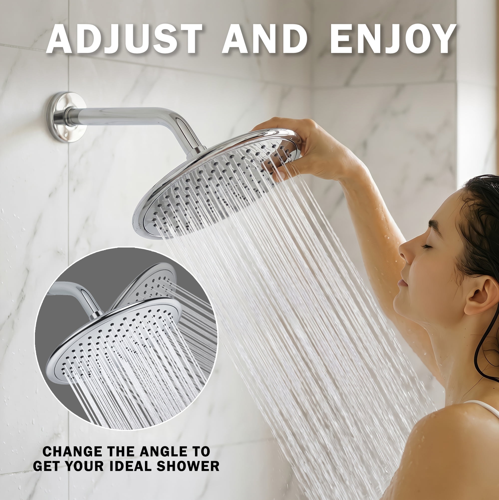 Aqua Elegante Waterfall Shower Head for High Flow Rain Showers - 1.8 GPM - Polished Chrome