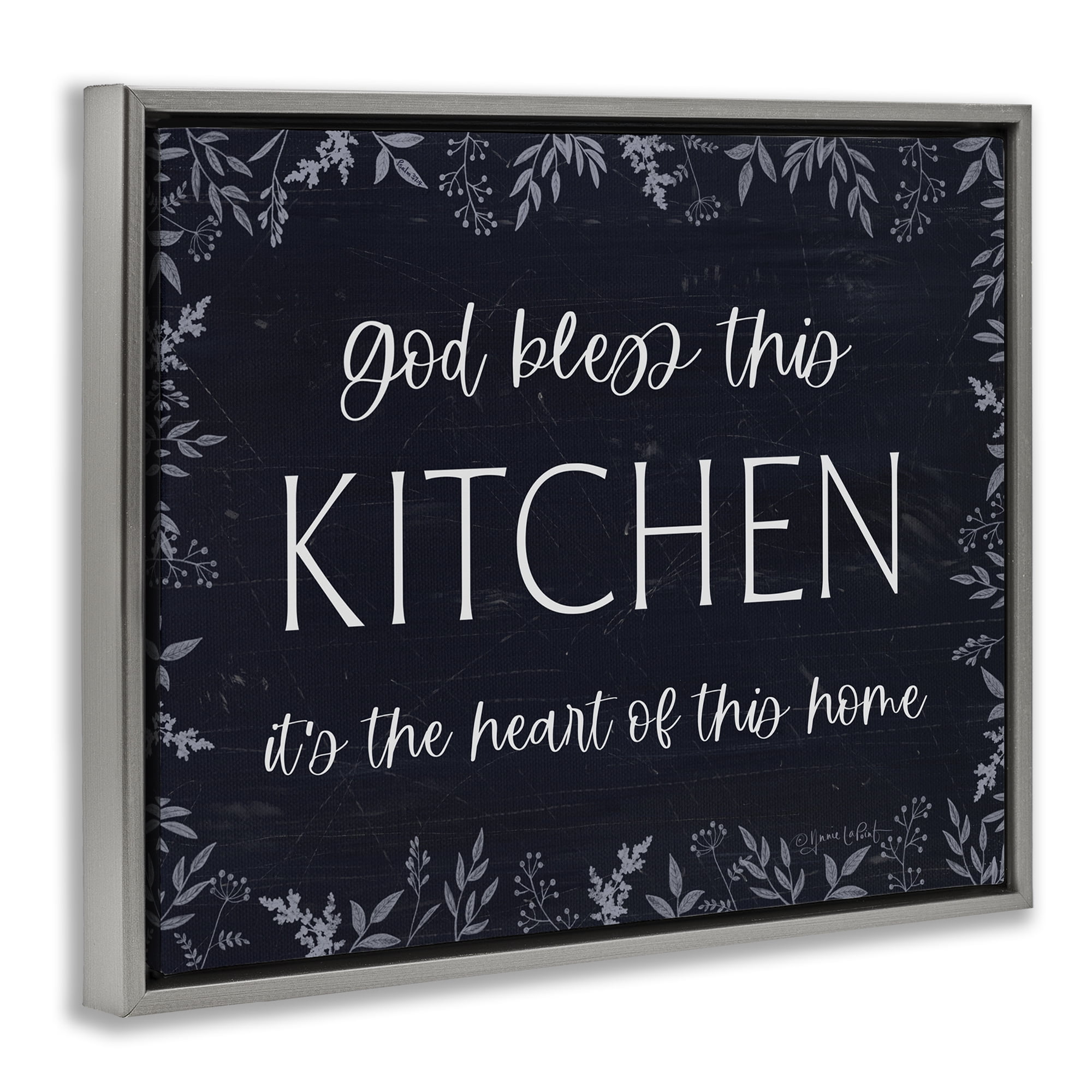 Stupell Industries Kitchen Heart Of This Home Gray Framed Floater Canvas Wall Art, design by Annie LaPoint