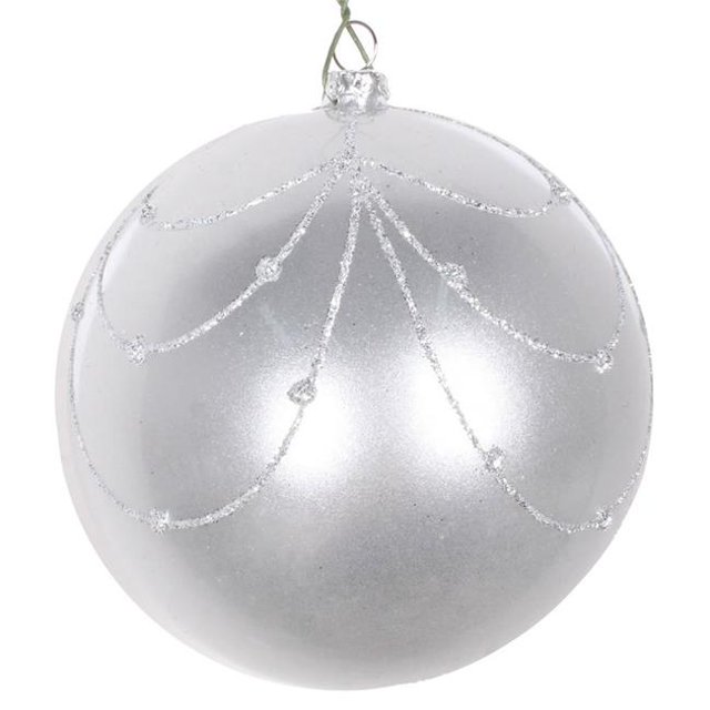 Vickerman MT194507D Rideau Ornemental Pailleté Argenté 4 Po. - 4 par Sac
