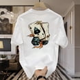 thumbnail image 4 of Novedad de verano, camiseta con estampado divertido a la moda para mujer, camiseta Harajuku American Street informal sencilla y versátil de manga corta Unisex, 4 of 5