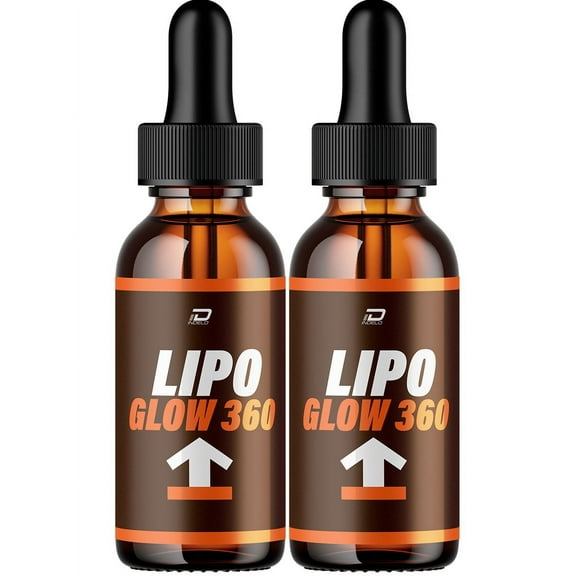 Lipo Glow 360 Drops Healthy Formula - LipoGlow 360 Liquid All Natural Healthy Levels, Extra Strength, Lipo Glow Three Sixty Reviews, 2 Pack, 2 Month Supply