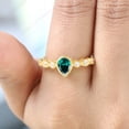 thumbnail image 5 of JEWELRYTREASURE 7x5 mm / 0.75 Ct Pear Cut Emerald Ring Yellow Gold Plated Engagement Ring CZ Diamond Promise Ring May Birthstone Ring christmas Day Gift for Wife, 5 of 7
