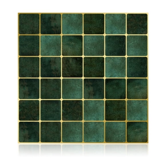Inteprter Adhesivo de mosaico DIY Inteprter autoadhesivo PVC 20 cuadrados verde oscuro