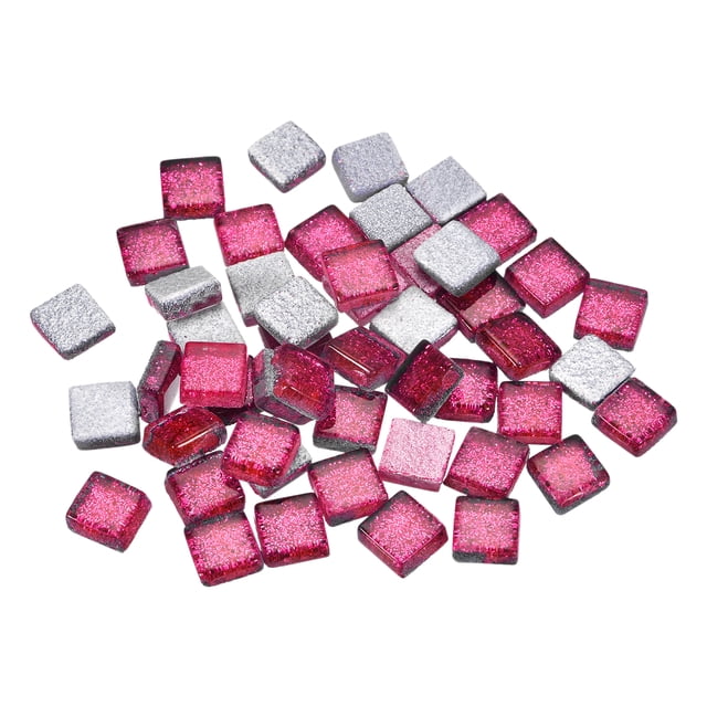 Mosaico Azulejos Unique Bargains Vidrio Azulejos Brillo Cristal Mosaico 1 x 1cm Fucsia 100uds