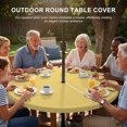 thumbnail image 3 of Round Outdoor Tablecloth with Umbrella Hole and Zipper, Light Yellow Tablecloth with Elastic Waterproof, Minimalist Modern Solid Color Yellow Patio Table Covers for 45" - 54" Picnic Pool Tables, 3 of 9