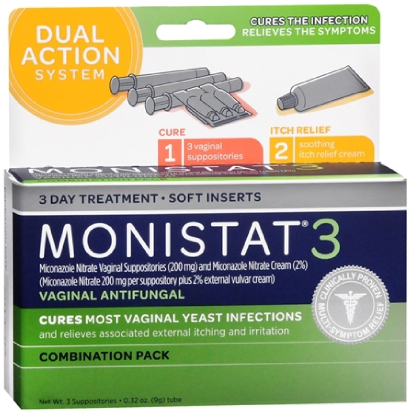 MONISTAT 3 Combination Pack Disposable Applicators 3 Each (Pack of 2)