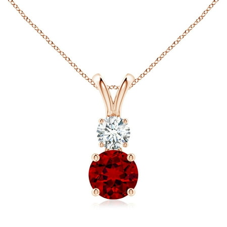 ANGARA Lab Grown 1.4 Ct Round Ruby and Diamond Two Stone Pendant for Women in 14K Rose Gold (Size-7mm) | July Birthstone Birthday Anniversary Jewelry Gift for Women | Lab-Grown Ruby Necklace ANGARA Lab Grown 1.4 Ct Round Ruby and Diamond Two Stone Pendant for Women in 14K Rose Gold (Size-7mm) | July Birthstone Birthday Anniversary Jewelry Gift for Women | Lab-Grown Ruby Necklace