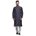 thumbnail image 1 of Atasi Printed Long Kurta For Men With White Churidar Pyjama Set Traditional Wear, 1 of 1