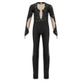 thumbnail image 3 of TiaoBug Kids Girls Long Sleeve Gymnastic Dance Leotard Mesh Splice Jumpsuit Figure Skating Dance Unitard Black 16, 3 of 7