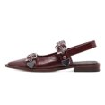 thumbnail image 2 of XYD Women Fashion Dual Buckles Pointed Toe Slingback Shoes Grommets Cork Heel Flat Sandals for Trip Casual Size 7 Wine Red, 2 of 4