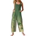 thumbnail image 2 of Women St. Patrick's Day Baggy Overall Shamrock Print Sleeveless Straight Leg Jumpsuits 2026 Fashion Spring Rompers with Adjustable Straps, 2 of 6