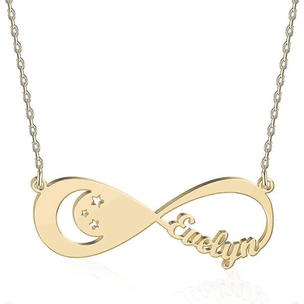 UMAGICBOX Collar de infinito de plata esterlina personalizado con nombres Collar con nombre chapado en oro de 18 quilates personalizado Joyería eterna-Collar de plata-3-Infinity con Collar de oro blan