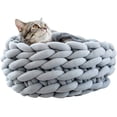 thumbnail image 1 of Cesta de cama para gatos, saco de dormir tejido a mano para mascotas, cama redonda de lana gruesa para mascotas Adepaton LN-1907, 1 of 7