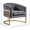 thumbnail image 3 of Pemberly Row Modern 18.5"H Velvet Accent Chair in Gray and Gold, 3 of 6