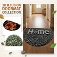 thumbnail image 4 of 3D Visual Illusion Entryway Half-Moon Doormat 60*90Cm Pebble Pattern Non-Slip Water Absorbent Crystal Fleece Mat For Indoor Outdoor High Traffic Areas, 4 of 4