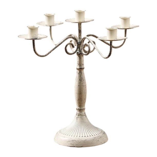 Candelabro de varios brazos, candelabro decorativo para mesa de comedor, cónico para club, repisa de Halloween Blanco con 5 brazos