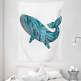 thumbnail image 1 of Modern Tapestry, Humpback Whale Figure by Ethnic Abstract Sea Underwater Artwork Print, Wall Hanging for Bedroom Living Room Dorm Decor, 60W X 80L Inches, Teal Blue Dried Rose, by Ambesonne, 1 of 2