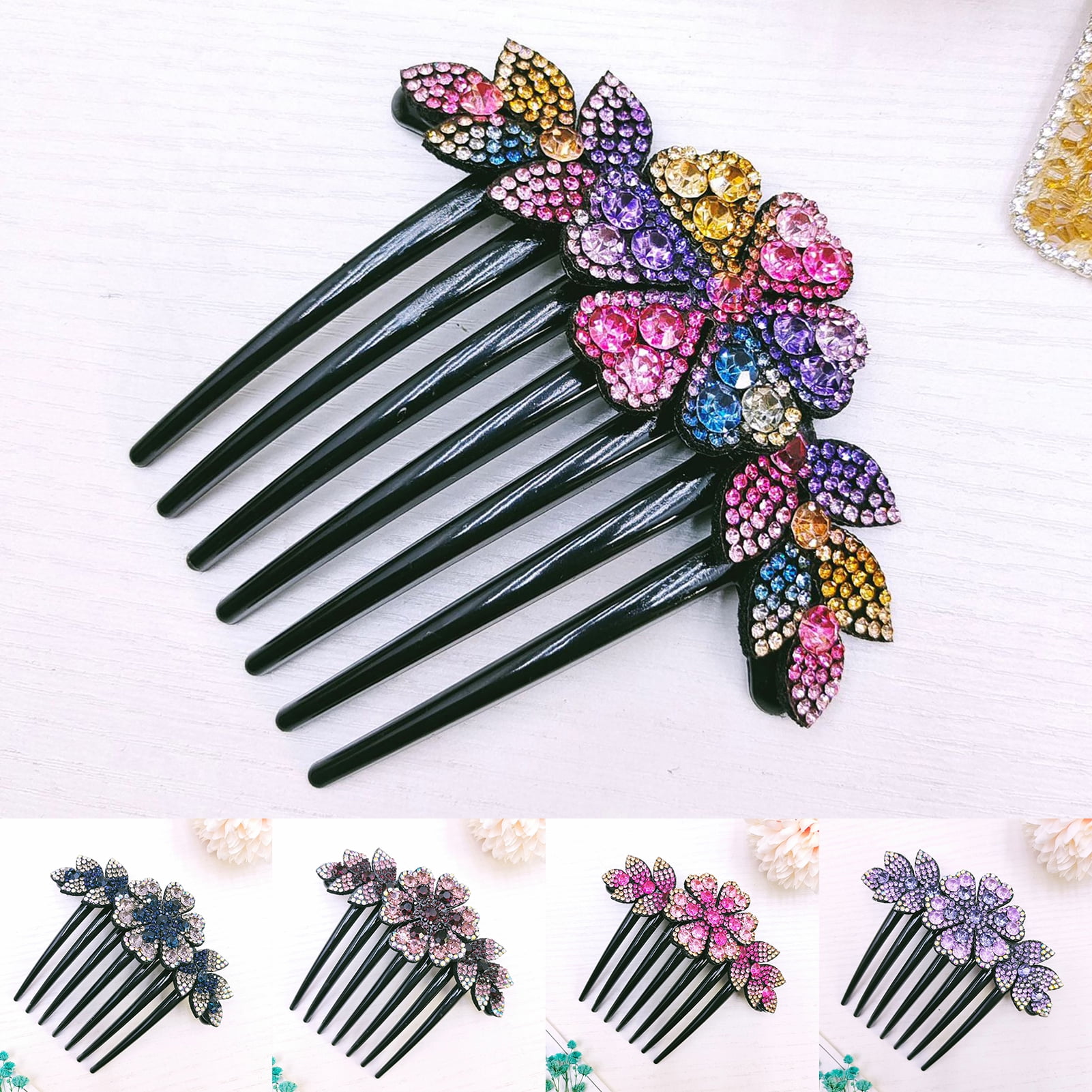 Épingle à Cheveux Fleur Bleue Strass - Fait Main Pour Mariée Ou Soirée - Bijou De Coiffure