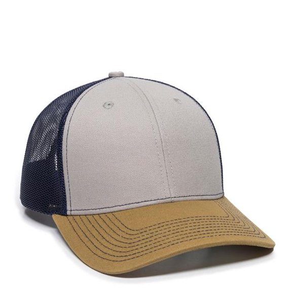 Outdoor Cap 00885792814499 Ultimate Trucker Cap, Light Grey, Navy & Old Gold - One Size