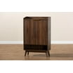 Baxton Studio Delaire Mid-Century Modern Walnut Brown Finished Wood Shoe Cabinet