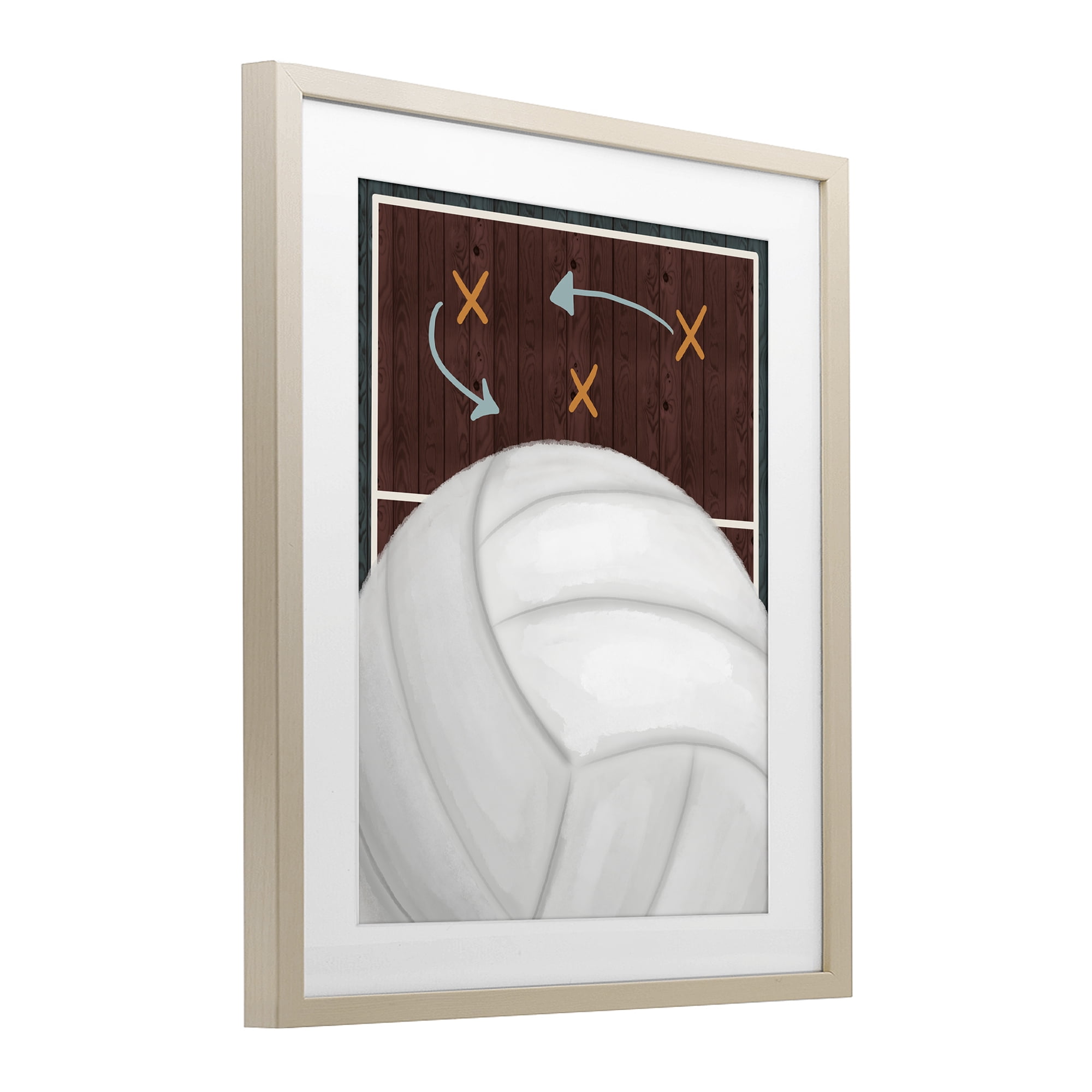 Stupell Industries Volleyball Court Tactics Birch Framed Print Under Glass, design by Jennifer Stith