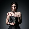 thumbnail image 3 of HOWAF 13 Pcs Halloween Gothic Vampire Costume Accessories, Gothic Necklace Choker, Bracelets, earrings and Fake Blood Scar Tattoos for Zombie Vampire Dress-up Halloween Party Cosplay Props, 3 of 7