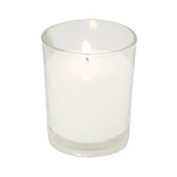 Set Of 6 Round Glass With White Votive Candles