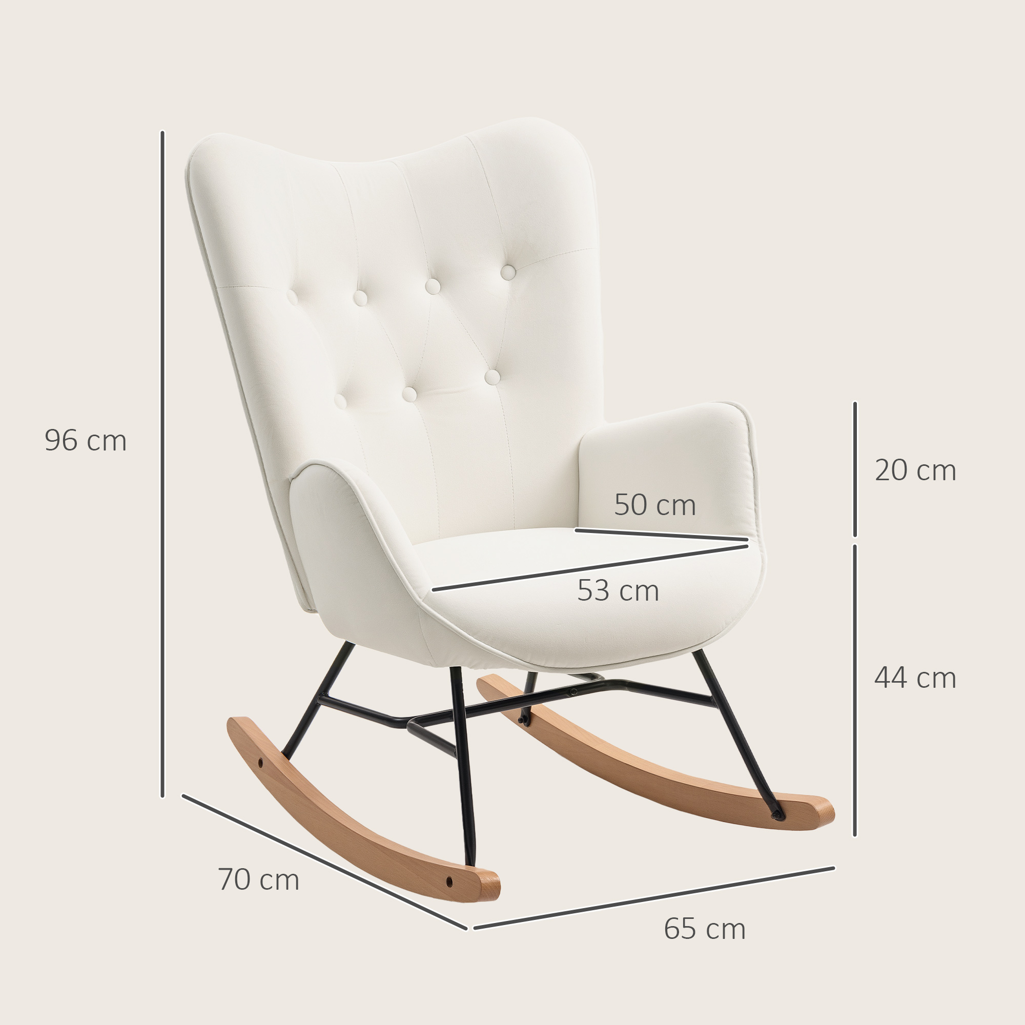 Segmart Velvet Rocking Chair with High-Density Foam Cushion, Upholstered Accent Chair with Wide Backrest, Gentle Rocking Motion, Cream Armchair for Living Room Bedroom Nursery
