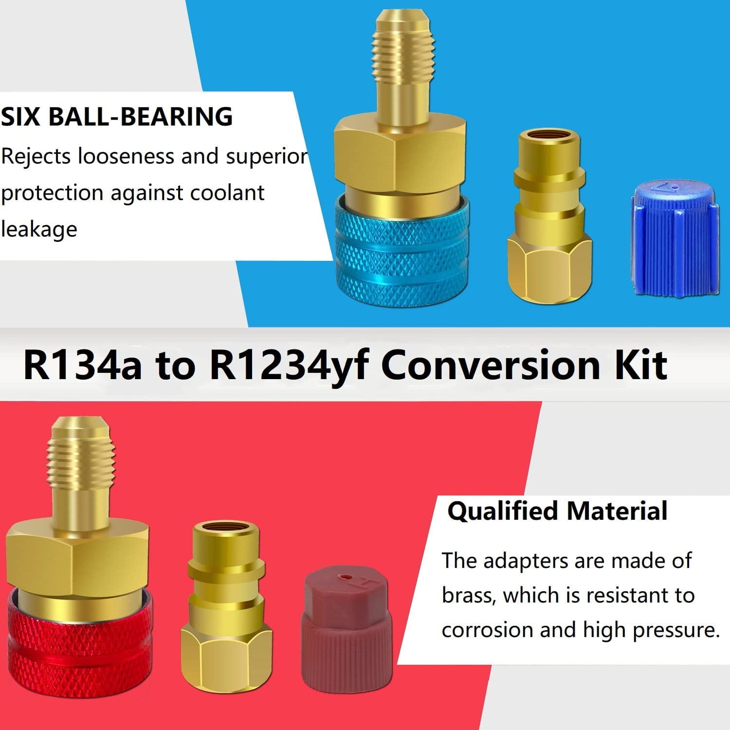 R1234yf/R134a Digital Manifold Set with 3-72� R134a hoses, set of R134a  couplers, set of R1234yf couplers, 1/2� ACME-M x 1/2� ACME-F LH thread  adapter, (2) 12 mm-M x 14 mm-F R1234yf adapters