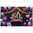 thumbnail image 2 of Yatrandify Colorful Theme 60th Birthday Banner Decorative Design Party Backdrop Balloon Decoration Celebration Banner for Birthday Party Anniversary Celebration Indoor Decoration, 2 of 8