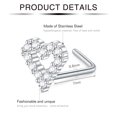 thumbnail image 3 of 20G Nose Rings Screw Rings Studs Surgical Steel Piercing Jewelry L Shaped Nose Studs Diamond Screw Nose Rings CZ Silver, 3 of 6