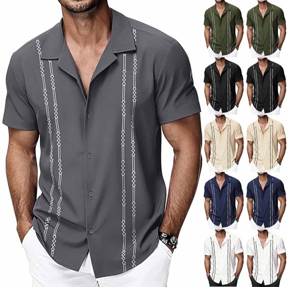 BRGZLK Men's Short Sleeve Floral Collar Shirt Bowling Shirts Button Down Hawaiiansummer Beach Casual Vacation Blouse Tops