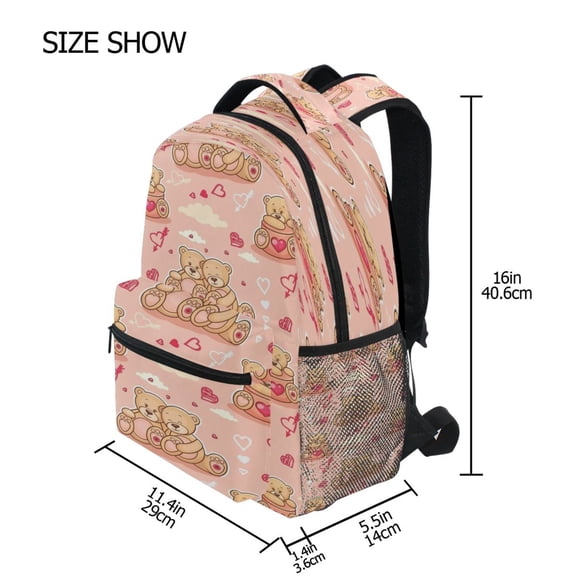 DIXRUYEE Backpack Schoolbag Teddy Bear Pastel Dreamland Pattern 15L/18L 2-SIZE