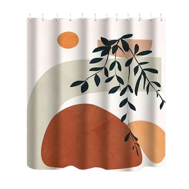 Cortina De Ducha Para Baño Con Estampado Abstracto De Plantas Y Flores, Cortina De Poliéster Impermeable Para Separar El Baño, Cortina De Puerta