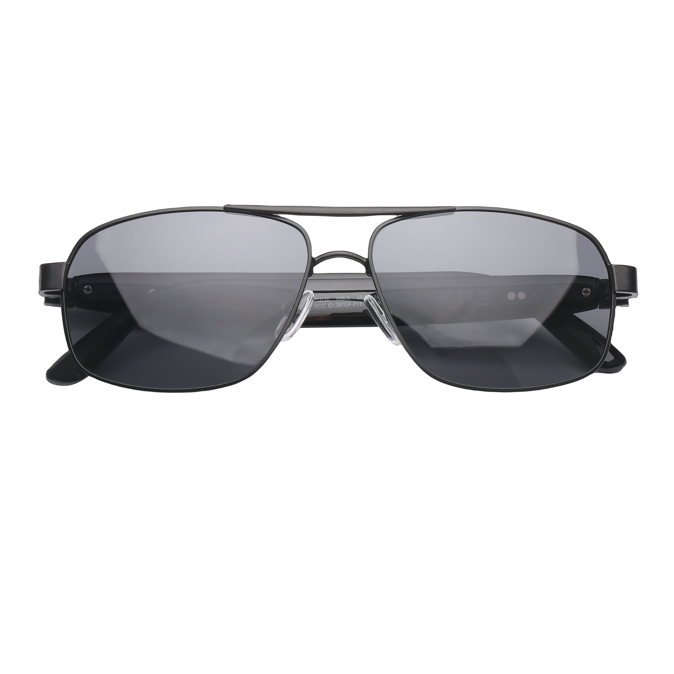 Eyefly Pulse Prescription Ready Bluetooth Rechargeable Mens Sunglasses, Matte Black, Includes Case