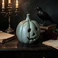 thumbnail image 3 of Resin Pumpkin Ornament with Candle, Fall Halloween Thanksgiving Tabletop Decoration, Holiday Decor for Mantel Shelf Table Centerpiece, 3 of 6