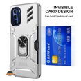 thumbnail image 2 of For Motorola Moto G Stylus 5G 2024 Invisible Wallet Credit Card Holder with Ring Stand Kickstand Heavy Duty Slim Shockproof Hybrid Phone Case Cover by Xpression - Silver, 2 of 9