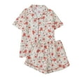 thumbnail image 2 of Feancey Womens Summer Pajama Sets Soft Cute Fruit Print Lounge Pjs Set Cozy Casual Short Sleeve Button Down Sleepwear with Shorts Two Piece Outfit Birthday Gifts Red XL, 2 of 4