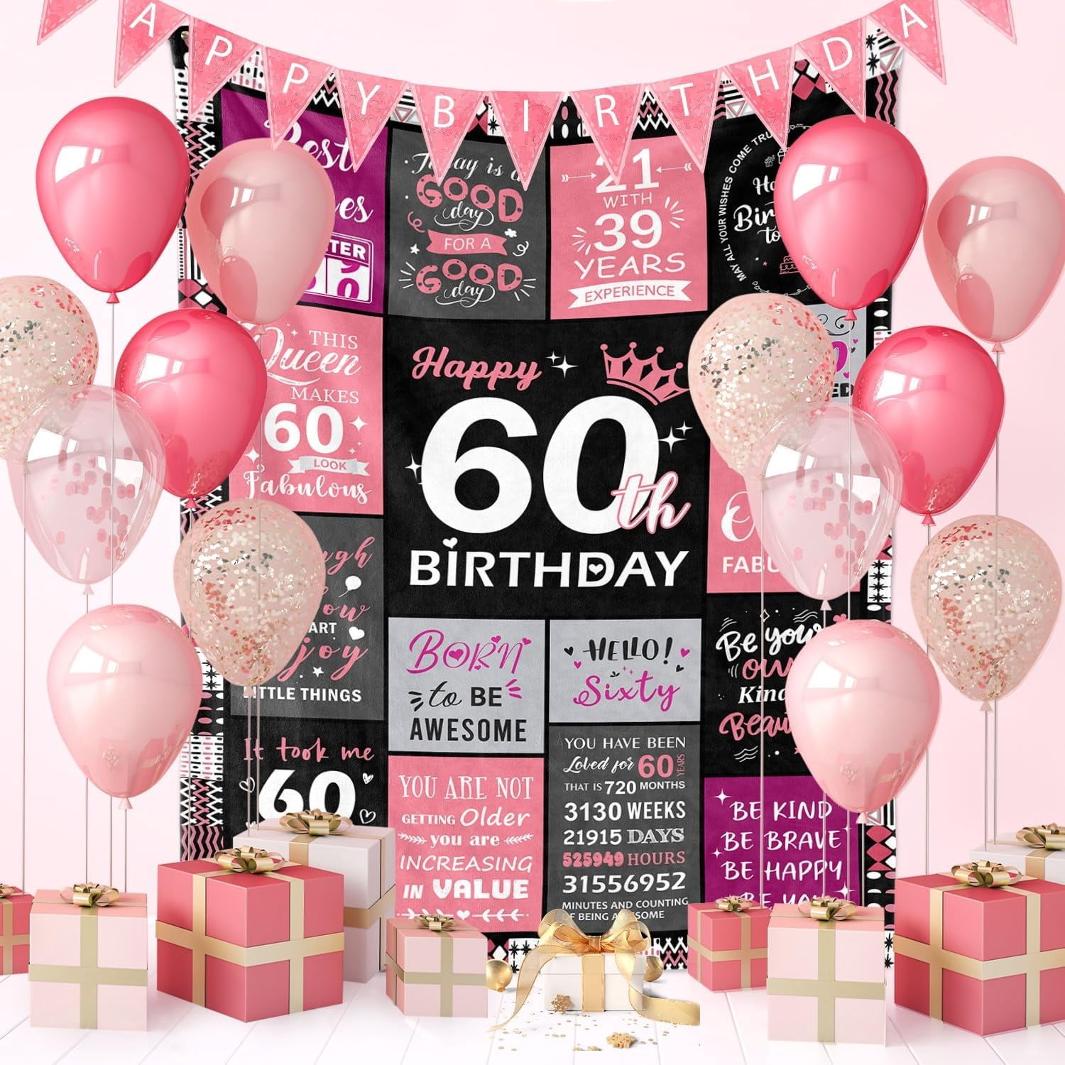 60th Birthday Gifts for Women - 60th Birthday Decorations for Woman - 60 Year Old Birthday Gifts - Happy 60th Birthday Gift Ideas for 60 Year Old Woman - 1965 Birthday Decoration Throw Blanket