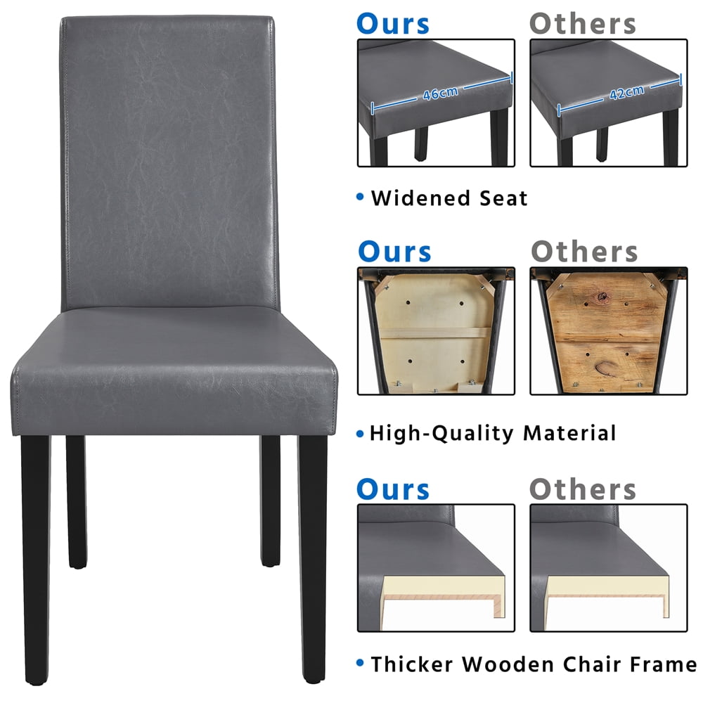 Alden Design Padded Parson Dining Chairs with Solid Wood Legs, Set of 4, Gray