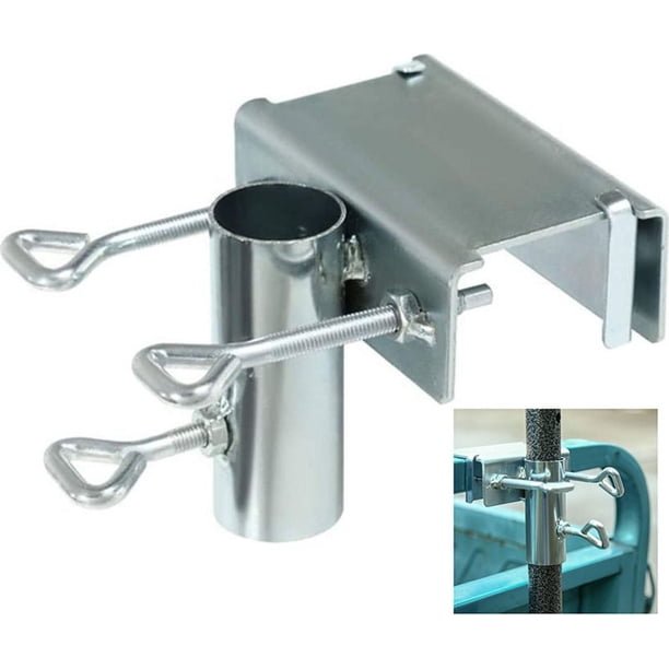 Soporte para sombrilla de patio que ahorra espacio, soporte ajustable flexible de acero resistente, superficie galvanizada para barandilla, diseño antivibración para un sombreado óptimo en balcones
