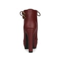 thumbnail image 2 of BLISSFUL STEP Women's Platform Lace Up Strap Block Heels Ankle Boots Burgundy 8.5, 2 of 7