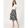 thumbnail image 3 of DARING DIVA Women's Plaid Belted Vintage A-Line Midi Skirt XL Jet Black Plaid, 3 of 6