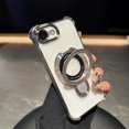 thumbnail image 6 of Magnetic Stand Case for iPhone 16e (2025), [Compatible with MagSafe] Shockproof Ring Holder Kickstand Soft Plating Case Camera Protector Thin Clear Soft Phone Cover for iPhone 16e 6.1, Silver, 6 of 8